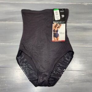 Miraclesuit 2785 Sexy Sheer Shaping Hi Waist Brief‎ Black Extra Firm Control Lge